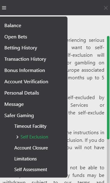 Self Exclusion